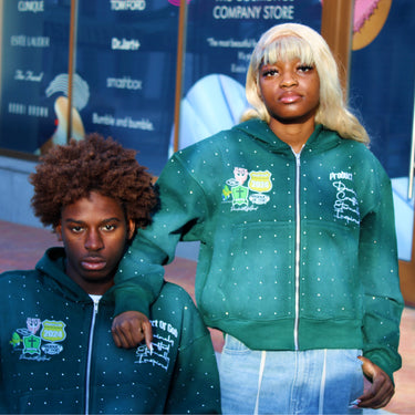 'For All Creation' Rhinestone Hoodie (GREEN)