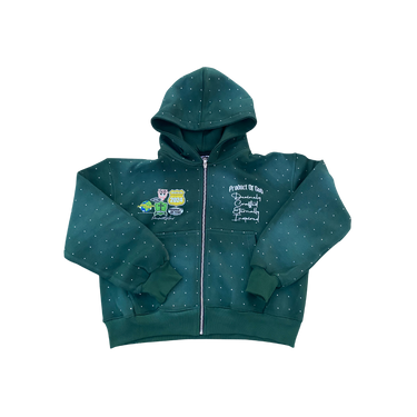 'For All Creation' Rhinestone Hoodie (GREEN)